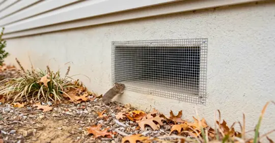 Mouse near crawl space opening